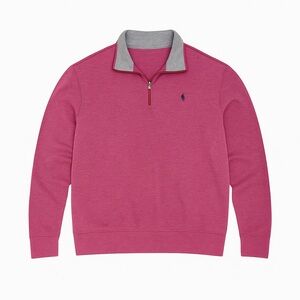 NWOT Polo by Ralph Lauren Men's reddish-pink and Gray Zip-Up Sweater